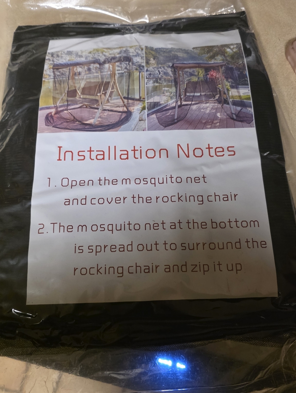 Black Mosquito Net Cover for Rocking Swing. -
